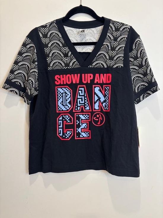 Zumba Fitness Tops - Zumba Dance Show Up And Dance V-Neck Workout Top Black Women's Size Medium NWT